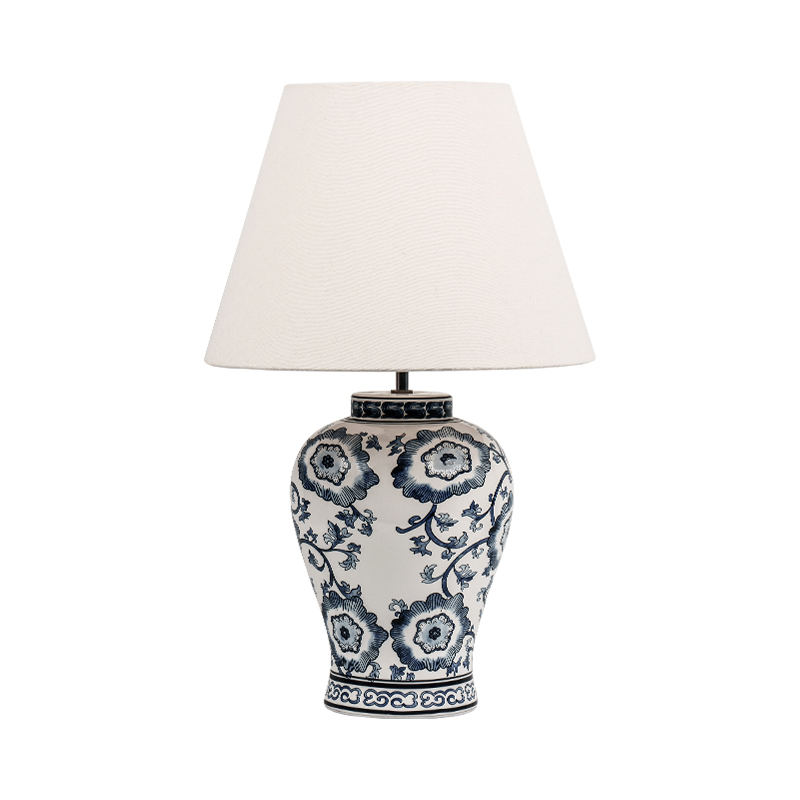Neue chinesische Stil blau und weiße Porzellantischlampe