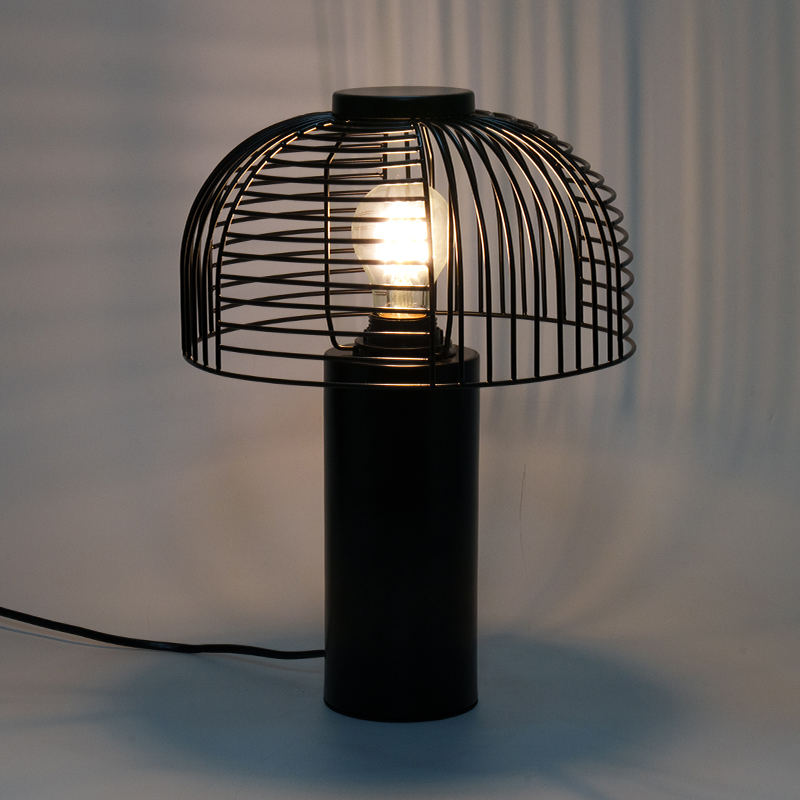 Schwarzer Vogelkäfig Schmiedeeisen -Tischlampe
