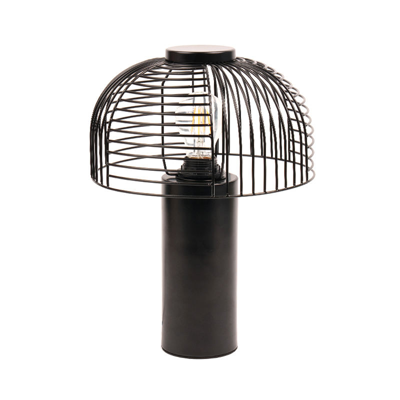 Schwarzer Vogelkäfig Schmiedeeisen -Tischlampe