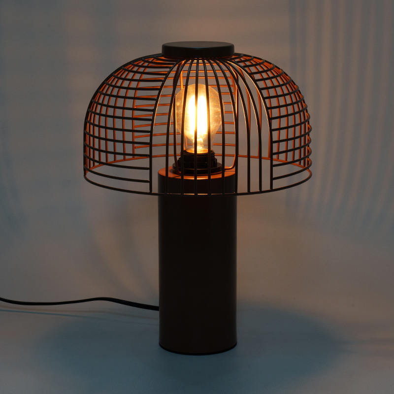 Schwarzer Vogelkäfig Schmiedeeisen -Tischlampe