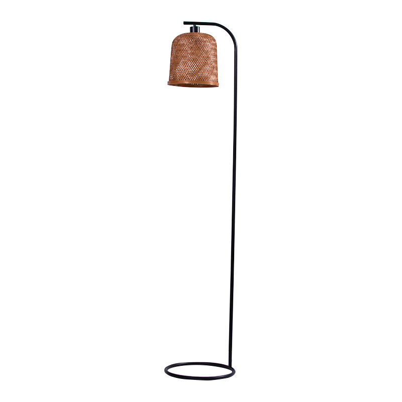 Braune Bambus -Lampenschirm -Stehlampe